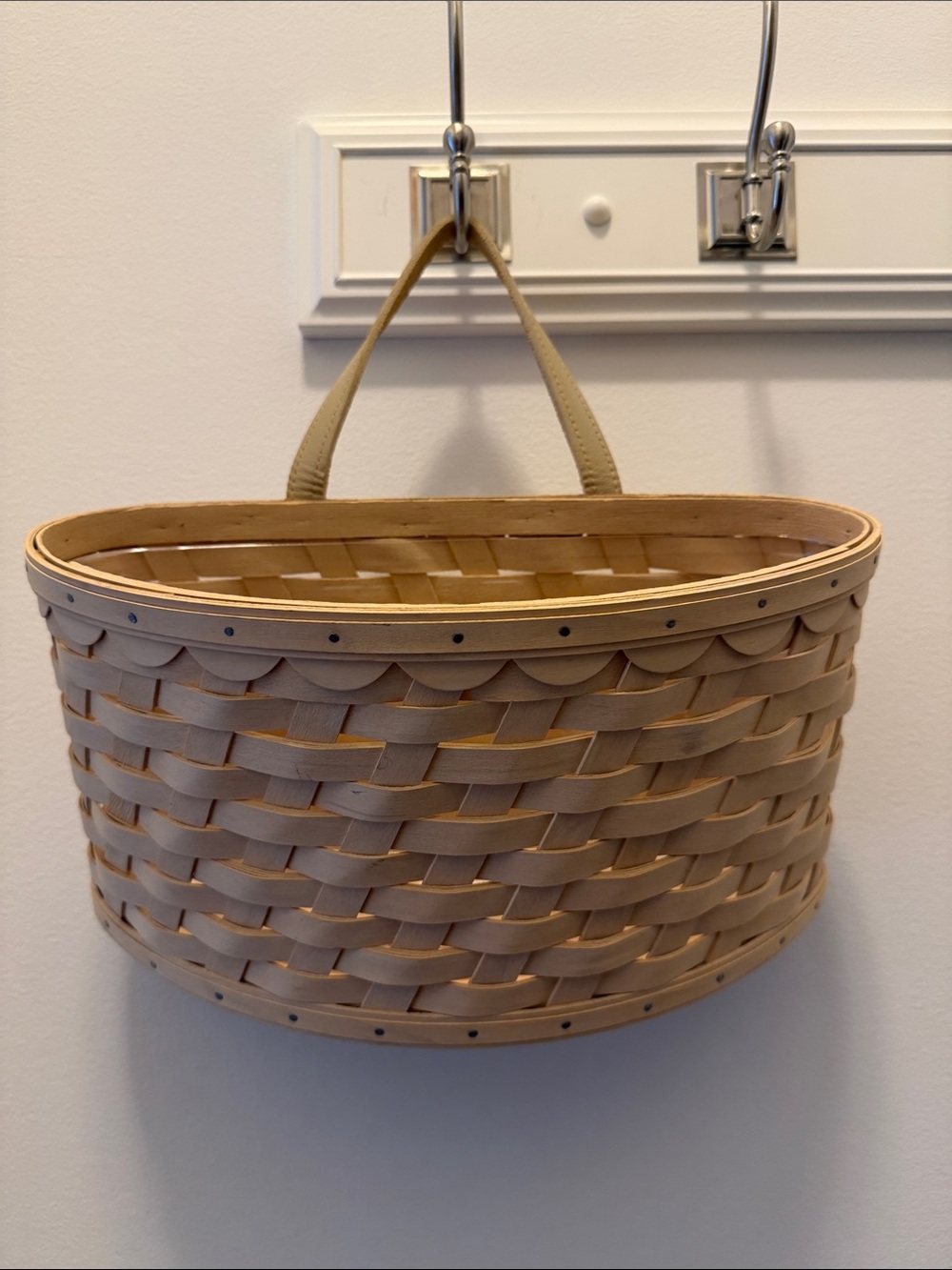 Longaberger Beige Woven Hanging Basket